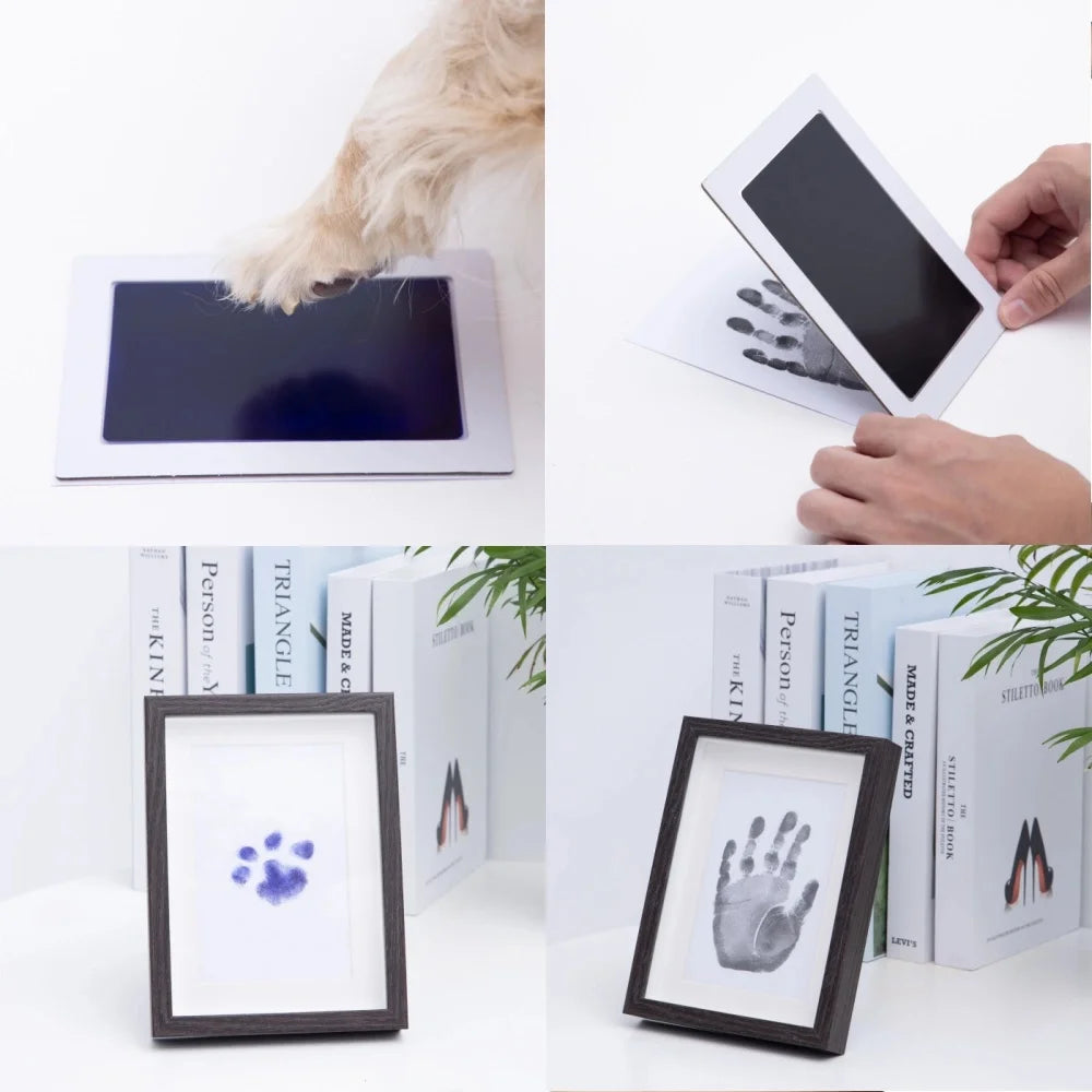 Pet Dog & Cat Paw Print Ink Set Pad Baby Handprints Safe Non-toxic Wash Free Easy Clean Diy Handprints Footprints Pet Souvenirs